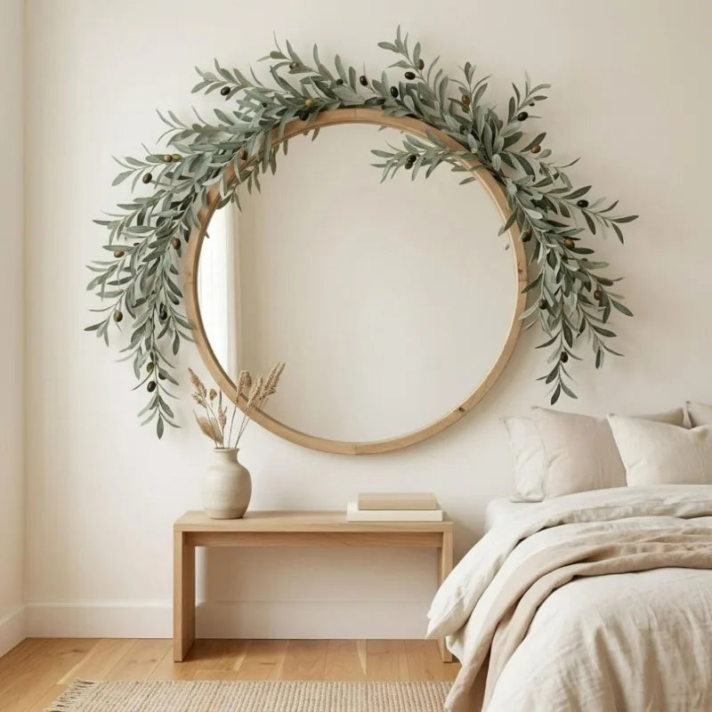 Silk Artificial Olive Branch with Fruit for Tall Vases | 113cm Bendable Faux Greenery Stem | Home & Wedding Decor, Single or 3-Pack