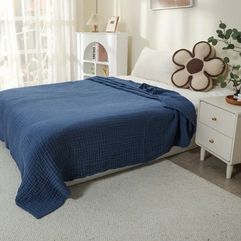 6-Layer Cotton Muslin Throw Blanket for Bed & Sofa | Lightweight Breathable Bedspread | Cozy Bedroom Decor | 3 Sizes, 9 Colours