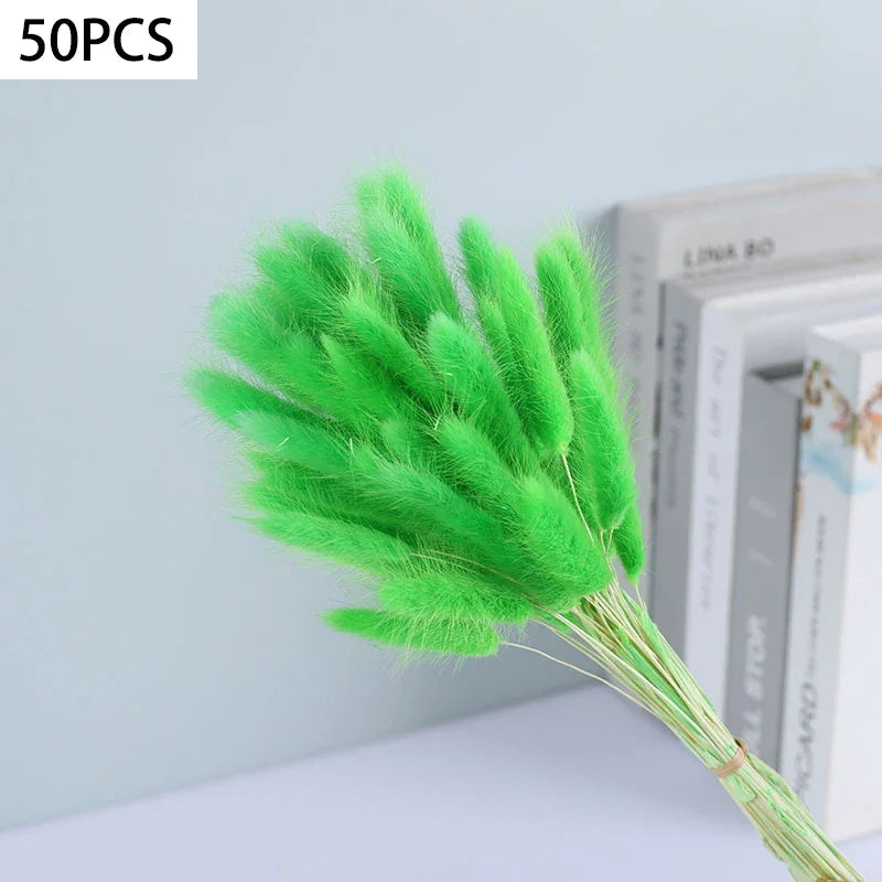Dried Bunny Tail Grass Bouquet for Vases & Table Decor | 50 Natural Lagurus Stems | Boho Home & Wedding Decor in 18 Colours