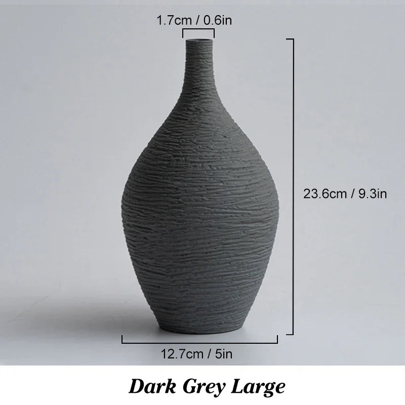 Narrow-Neck Ceramic Vase for Living Room, Office & Desktop | Nordic Minimalist Bud Vase | Modern Home Decor Gift in Beige or Grey, S or L