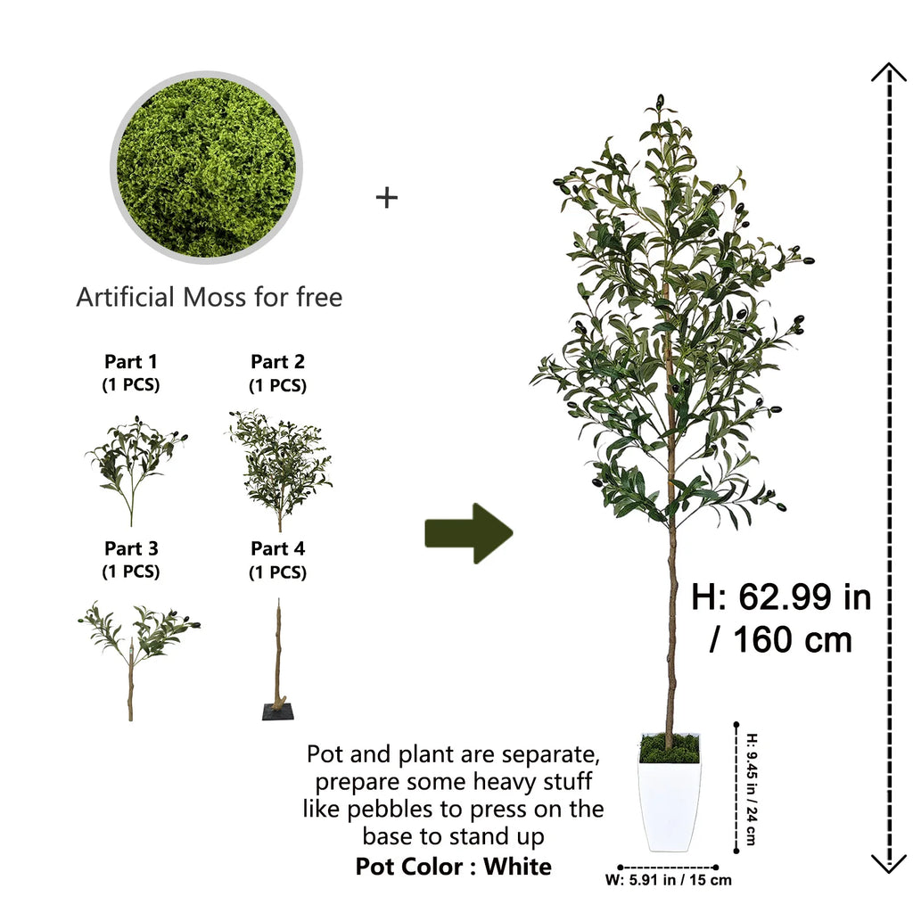 Artificial Olive Tree for Living Room, Balcony & Patio | 120–180cm Faux Indoor Outdoor Plant | Realistic Fake Tree for Home & Garden Decor