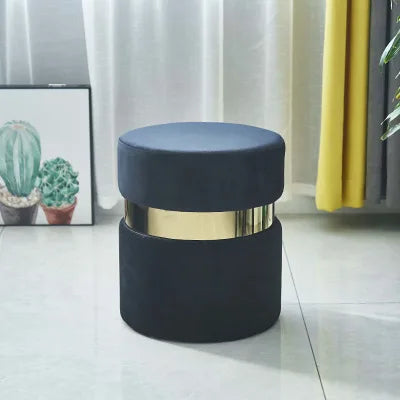 Velvet Storage Ottoman with Gold Trim | Modern Upholstered Pouf Footstool & Sofa Stool for Living Room & Bedroom, 10 Designs