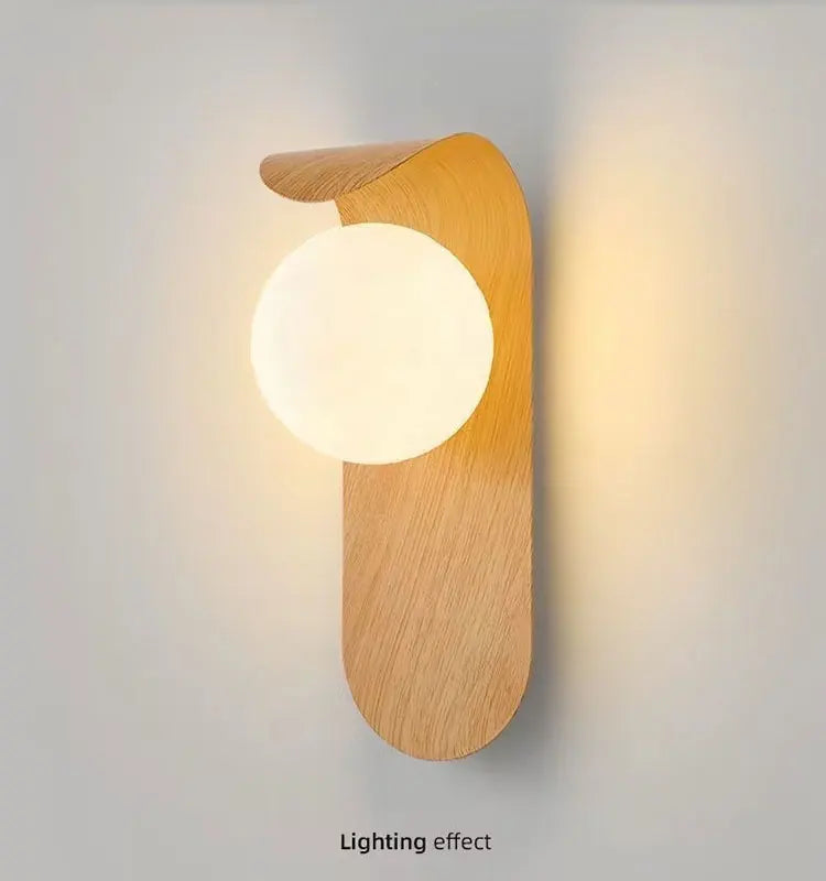 Modern Wall Sconce for Bedroom Bedside, Hallway & Staircase | Walnut Wood-Grain Wall Light | Warm Indoor Lighting in 4 Finishes