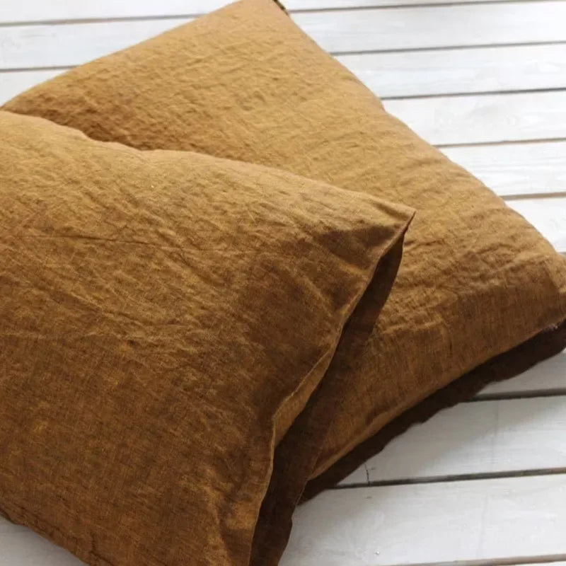 Pure Linen Pillowcases Set of 2 for Bed | 48x74cm Envelope Closure | Natural Neutral Bedroom Decor | Breathable Bedding in 14 Colours