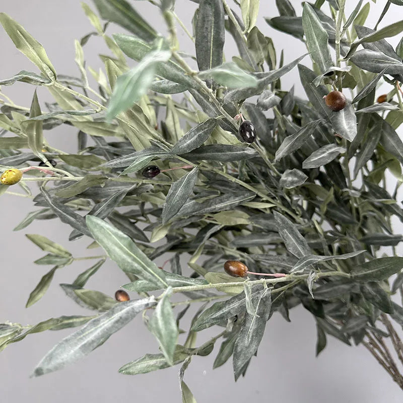 Artificial Olive Branch for Vases & Wreaths | 113cm Realistic Faux Olive Leaves | Fake Plant Stem for Living Room, Wedding & Christmas Decor
