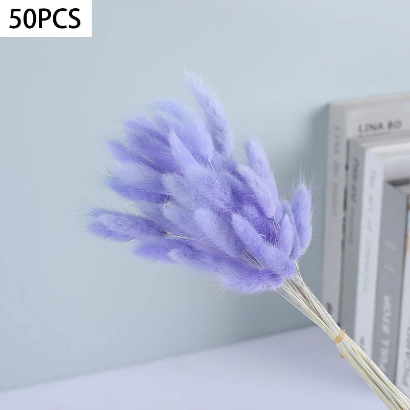 Dried Bunny Tail Grass Bouquet for Vases & Table Decor | 50 Natural Lagurus Stems | Boho Home & Wedding Decor in 18 Colours