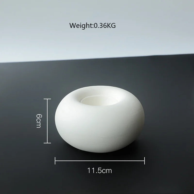 White Ceramic Candlestick Holder for Living Room & Wedding Tables | Nordic Handmade Candle Holder Ornament | Modern Minimalist Decor, 6 Styles