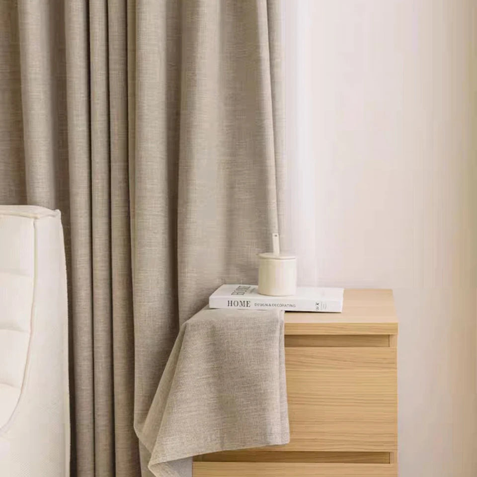 Linen Look Room Darkening Curtain for Bedroom & Living Room | Neutral Modern Window Drape | Sold Per Panel in Grey Coffee or Beige, 12 Sizes