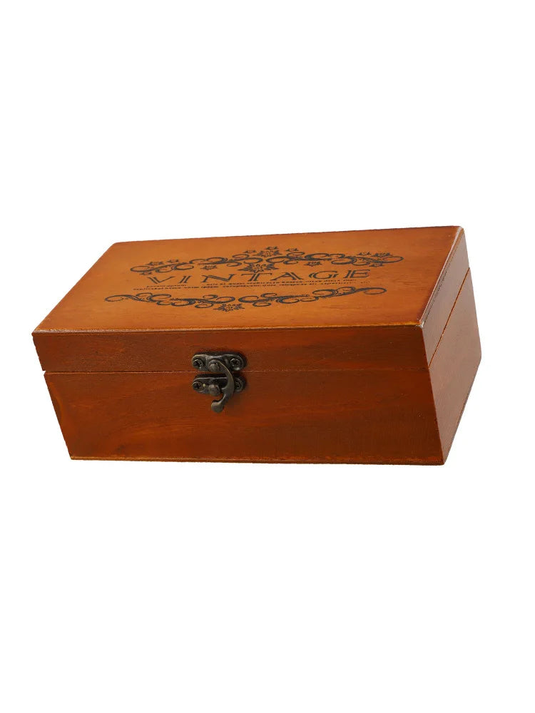 Wooden Storage Box with Lock & Hinged Lid for Home Office & Bedroom | Retro Keepsake Box | Decorative Valuables Case in S, M, L