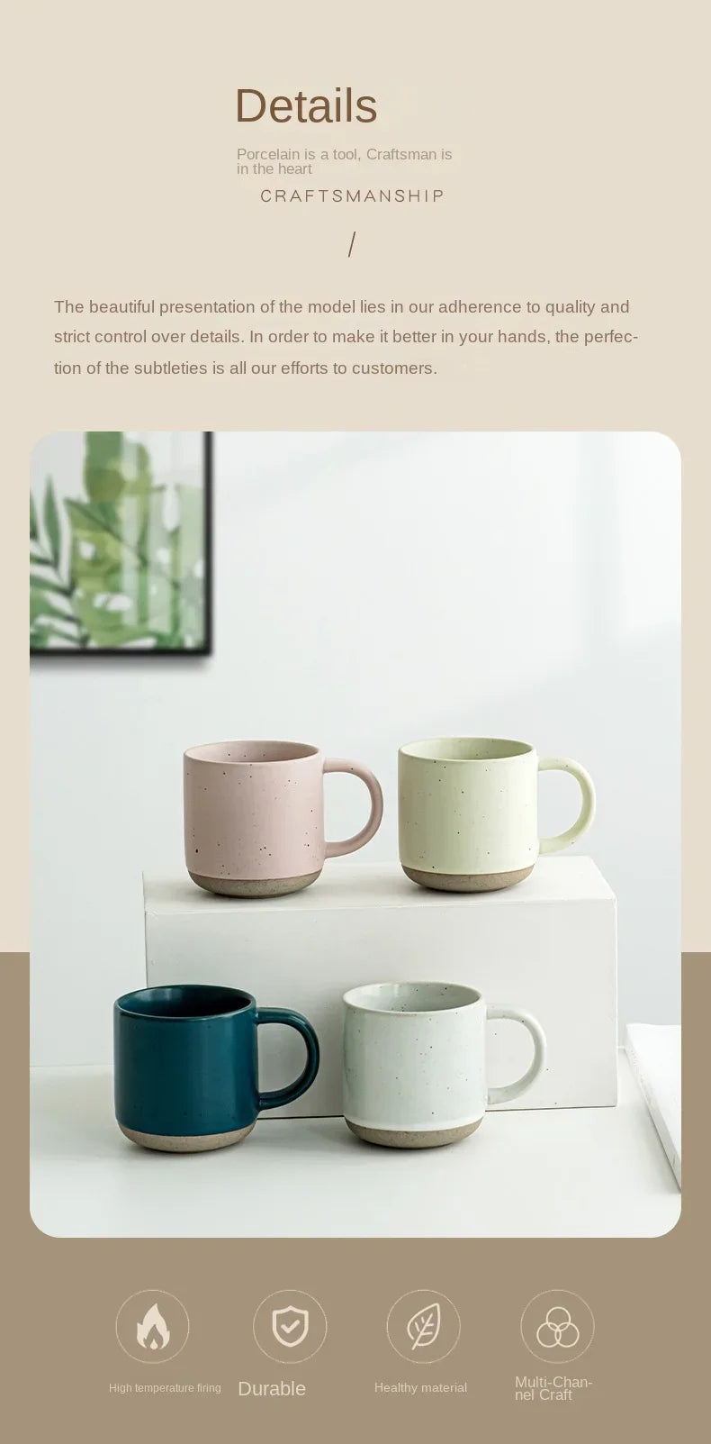 Speckled Ceramic Coffee Mug for Espresso, Cappuccino & Tea | 150ml Frosted Cup with Handle & Unglazed Base | Minimalist Tableware in 4 Colours