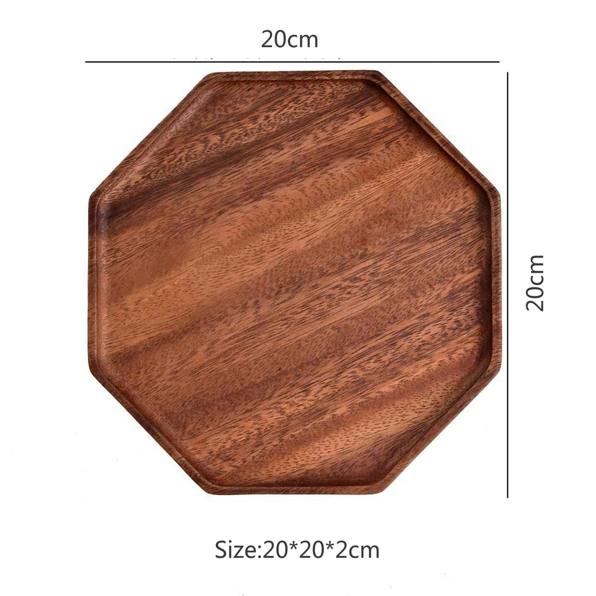 Acacia Wood Serving Tray for Kitchen, Dining & Coffee Table | Octagonal & Rectangular Wooden Platter | Food, Dessert & Decor Tray, 5 Styles