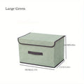 Foldable Linen-Look Storage Box with Lid for Closet & Bedroom | Dustproof Fabric Storage Bin | Clothes & Sundries Organiser, S or L