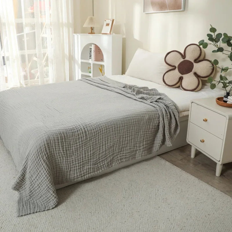 6-Layer Cotton Muslin Throw Blanket for Bed & Sofa | Lightweight Breathable Bedspread | Cozy Bedroom Decor | 3 Sizes, 9 Colours
