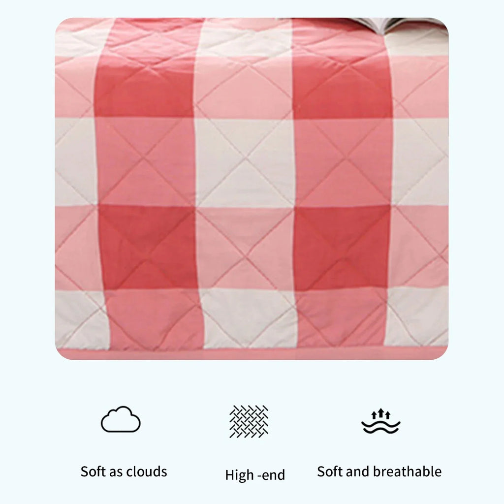 Lightweight Plaid Quilt for Bed & Sofa | Soft Washed Summer Comforter & Bedspread | Cozy Bedroom Decor in 5 Colours, 150x200 to 200x230cm