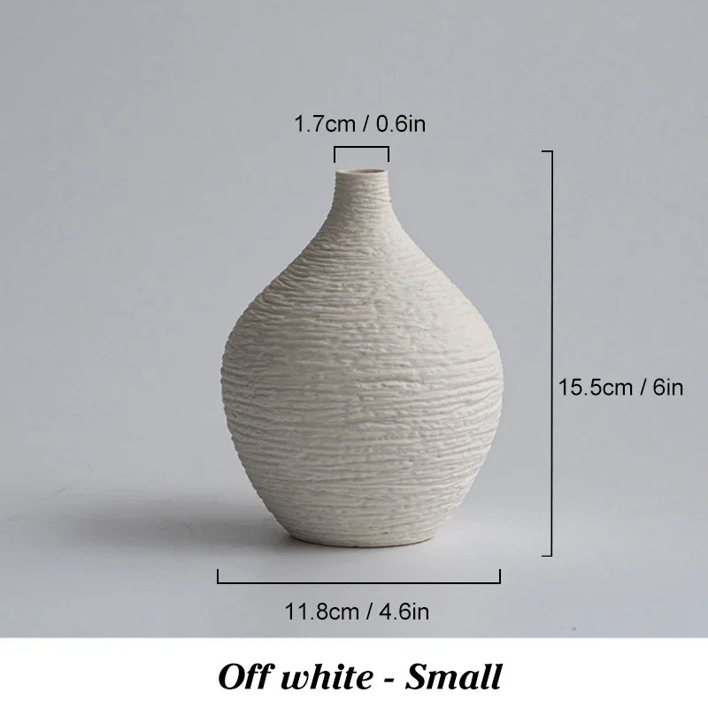 Narrow-Neck Ceramic Vase for Living Room, Office & Desktop | Nordic Minimalist Bud Vase | Modern Home Decor Gift in Beige or Grey, S or L