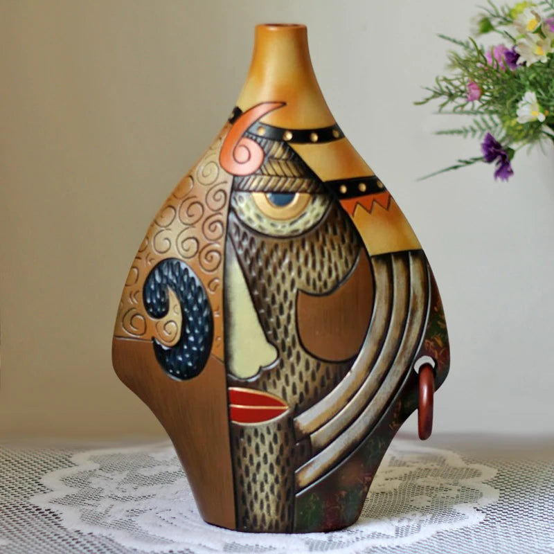 Creative Ceramic Face Vase | Modern Sculptural Art Vase & Figurine Ornament for Living Room, Console & Desktop Decor, 5 Designs, 30cm
