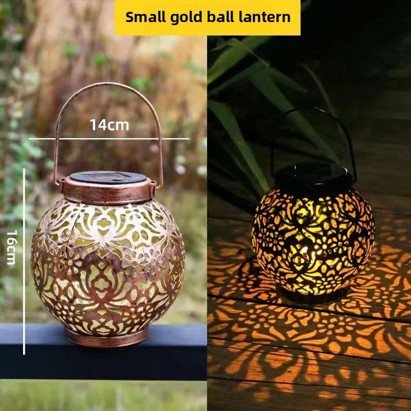 Moroccan Solar Lanterns | Waterproof Hanging Metal Outdoor Solar Lights for Garden, Patio, Porch & Backyard, Bronze or Black