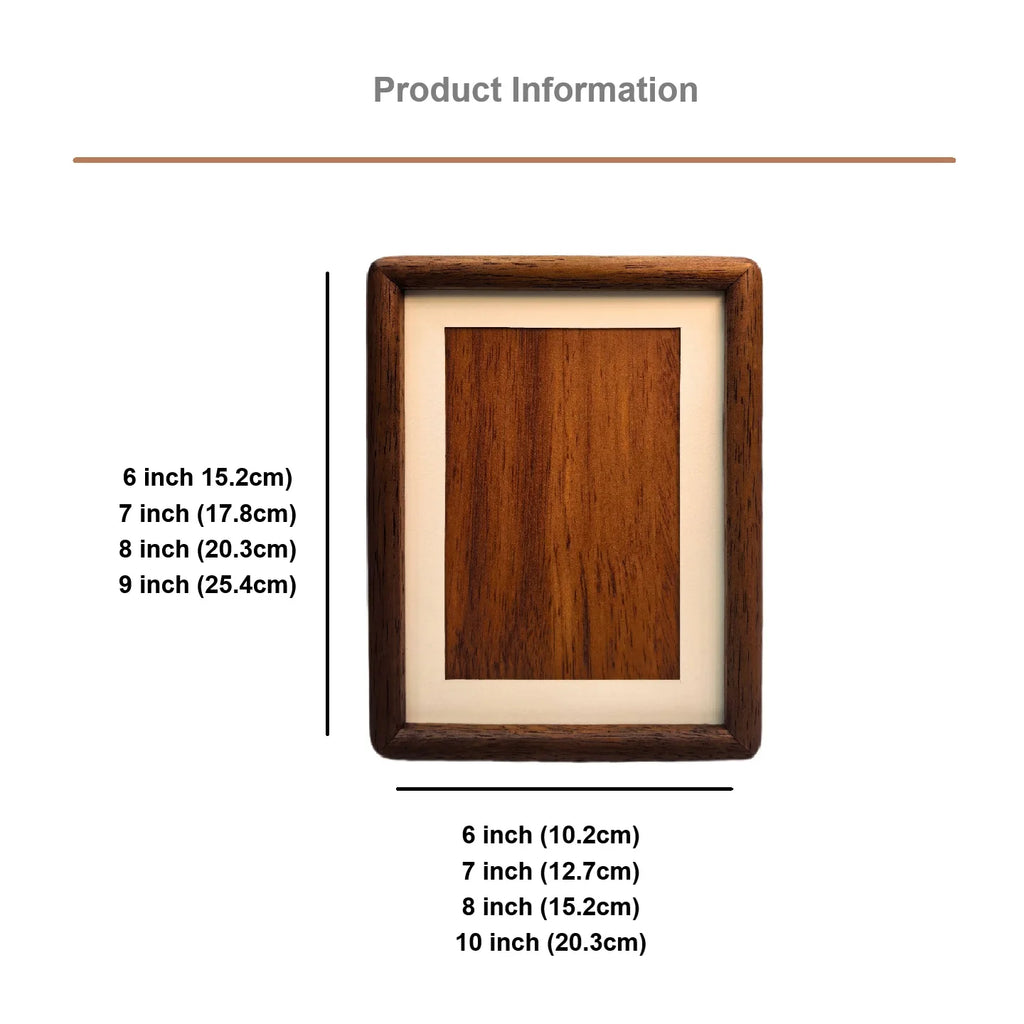 Walnut Wood Photo Frame for Desk, Shelf & Wall | Minimalist Solid Wood Picture Frame with Mat | Tabletop or Wall Mounted, 6 to 10 Inch