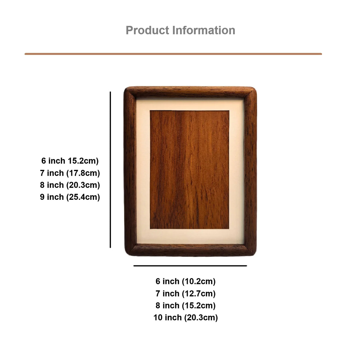 Walnut Wood Photo Frame for Desk, Shelf & Wall | Minimalist Solid Wood Picture Frame with Mat | Tabletop or Wall Mounted, 6 to 10 Inch