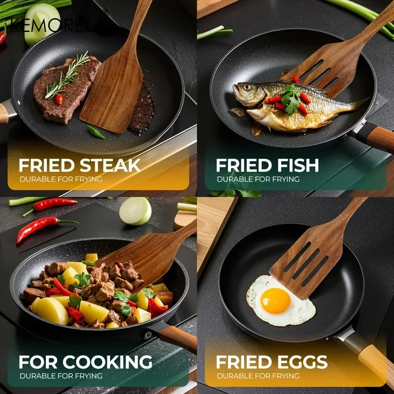 Wooden Cooking Spatula Set of 2 for Nonstick Pans | Natural Wood Kitchen Utensils for Flipping, Stirring & Baking | Scratch Free Kitchen Tools