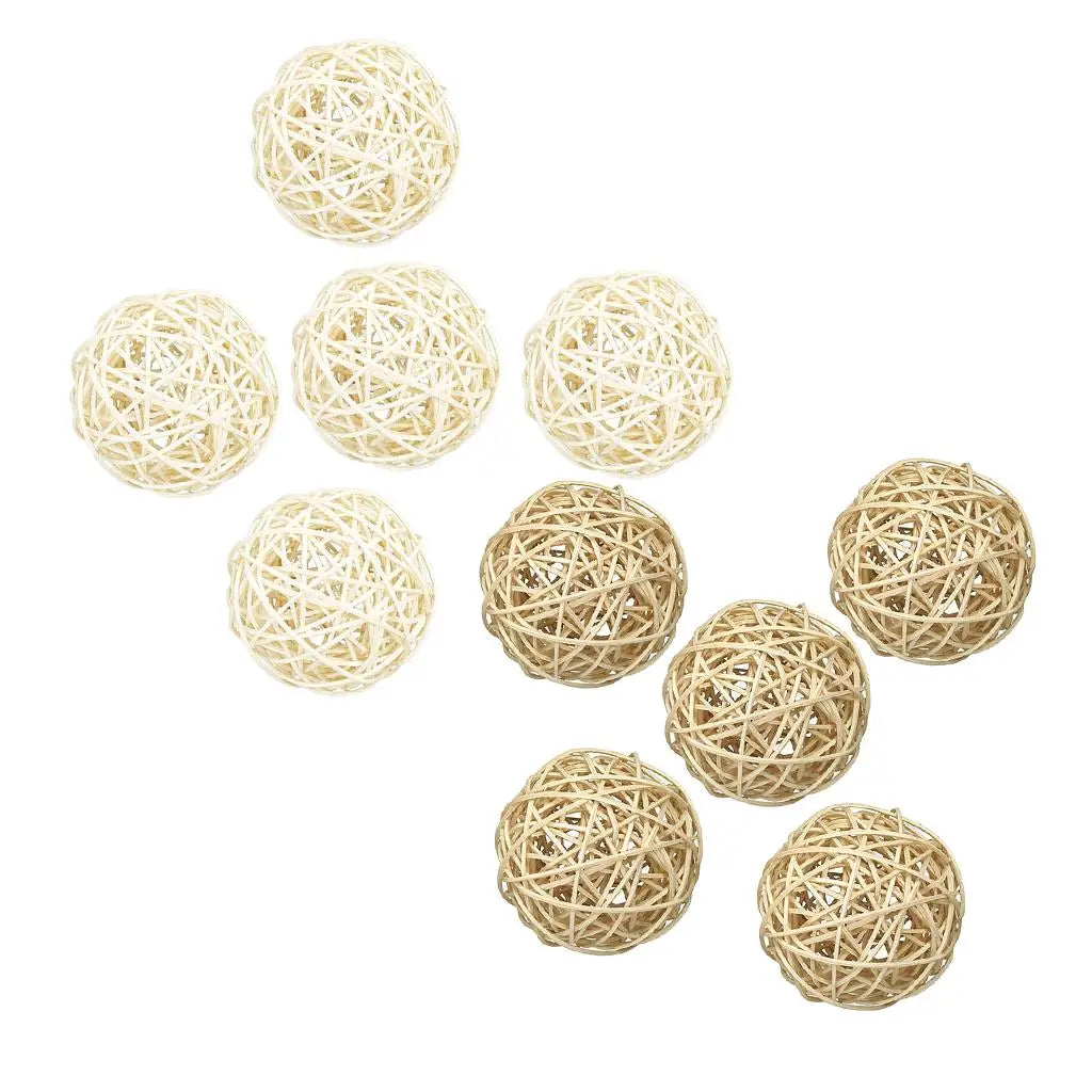 Rattan Decorative Balls Set of 5 for Bowls, Vases & Coffee Table Decor | Handwoven Wicker Orbs | Natural Boho Home Accents, 7cm