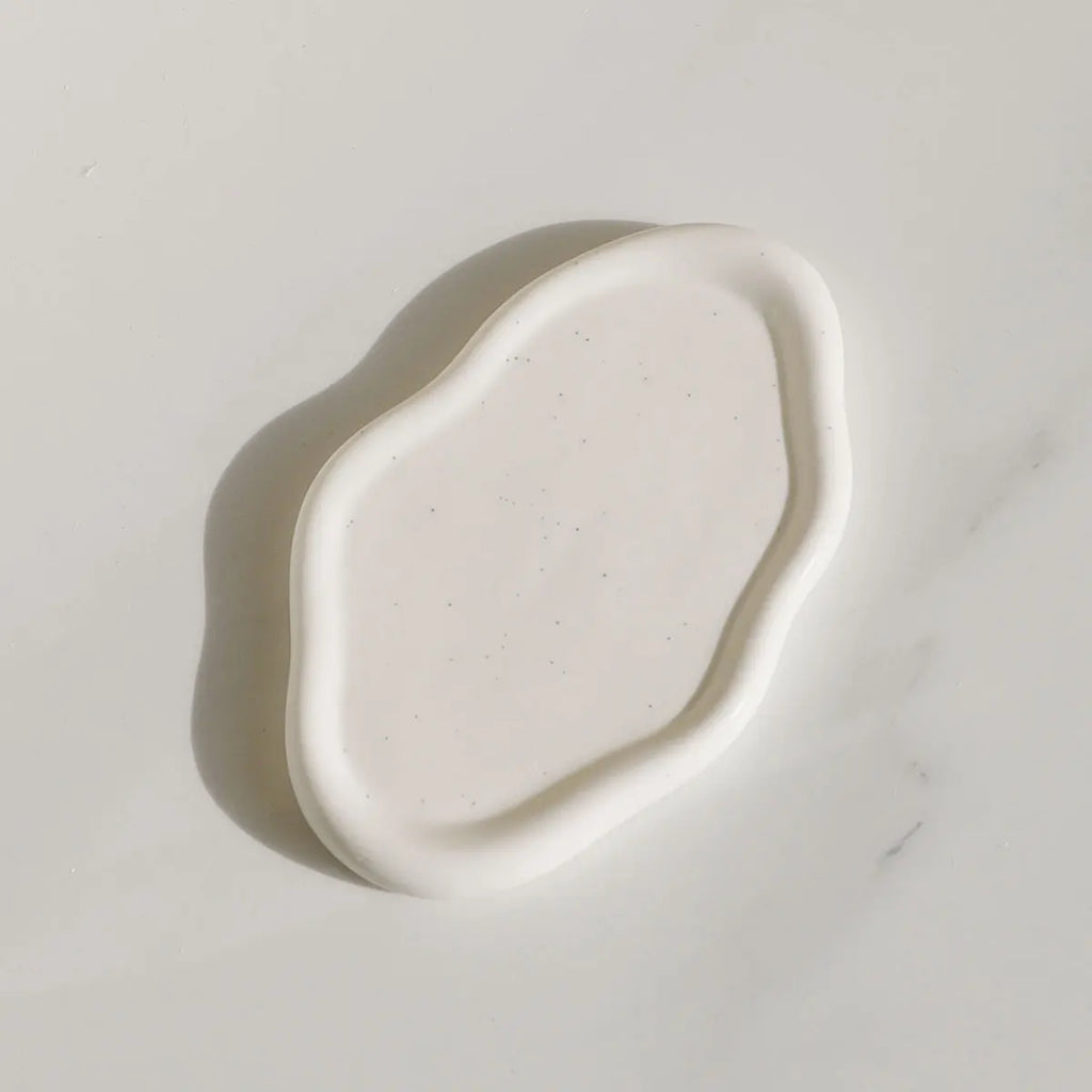 Ceramic Jewellery Dish for Dresser, Nightstand & Entryway | White Trinket Tray for Rings, Keys & Watches | Minimalist Gift in 4 Shapes