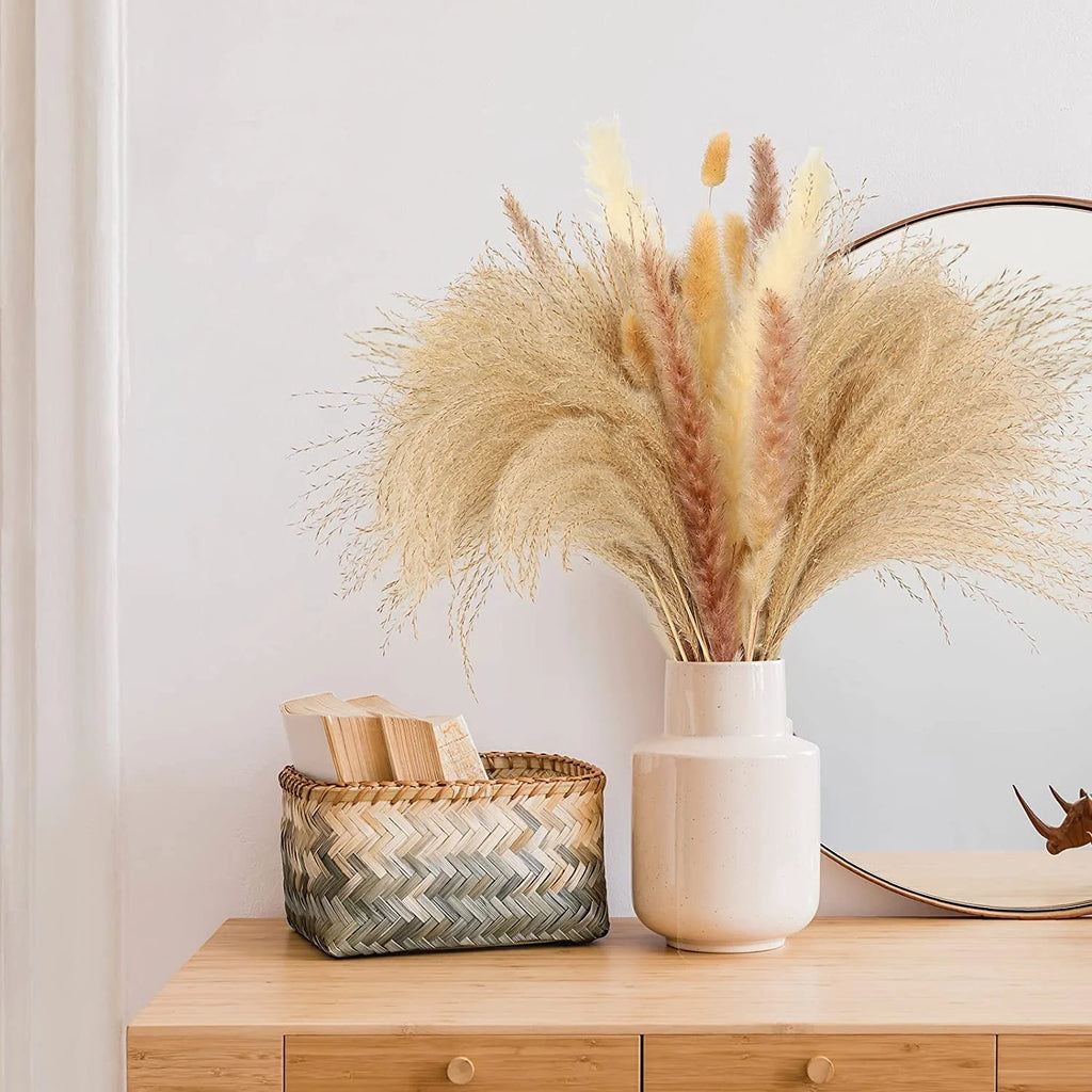 Dried Pampas Grass Bouquet for Vases, Living Room & Wedding Decor | Natural Fluffy Boho Dried Flowers | Mixed Bouquets in 30+ Styles, 45 to 50cm