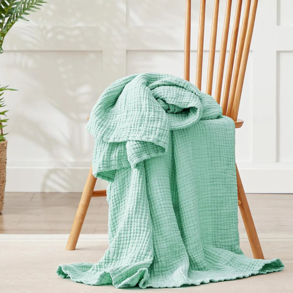 6-Layer Cotton Muslin Throw Blanket for Bed & Sofa | Lightweight Breathable Bedspread | Cozy Bedroom Decor | 3 Sizes, 9 Colours