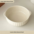Large Ceramic Bowl with Double Handles for Soup, Salad & Noodles | Microwave & Oven Safe Porcelain Tableware | Minimalist Kitchen Bowl, 3 Colours