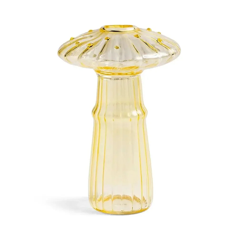 Mushroom Glass Vase for Desk, Shelf & Windowsill | Hydroponic Plant & Bud Vase | Colourful Modern Home Decor Ornament in 12 Colours