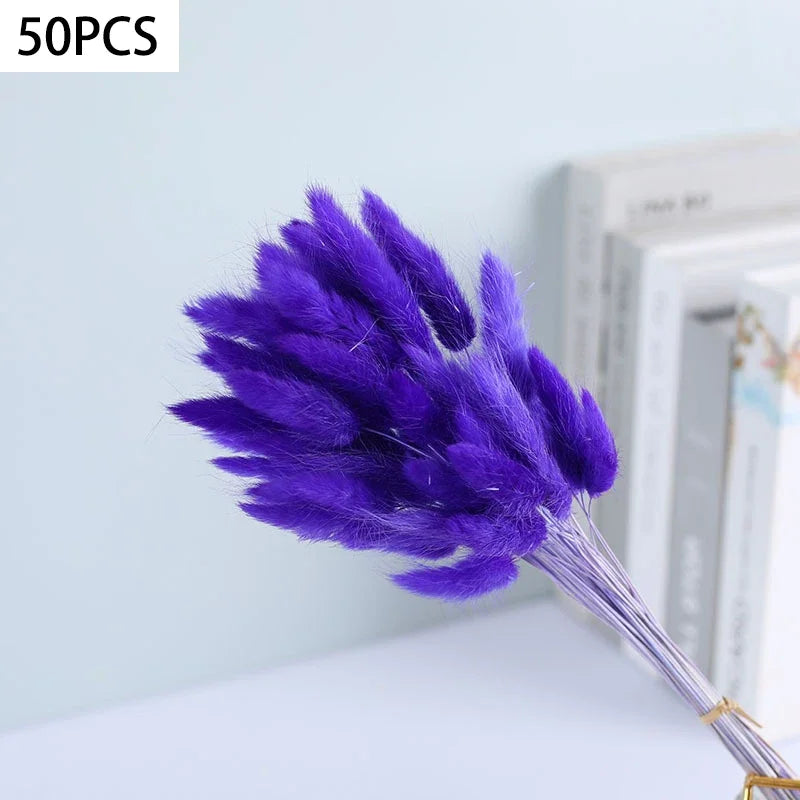 Dried Bunny Tail Grass Bouquet for Vases & Table Decor | 50 Natural Lagurus Stems | Boho Home & Wedding Decor in 18 Colours