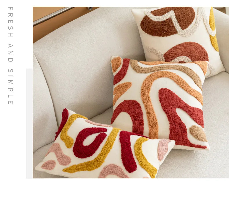 Textured Throw Pillow Cover for Sofa & Bed | Boho Neutral Bedroom Decor | Tufted, Suede, Chenille & Faux Fur Designs in Cream & Brown