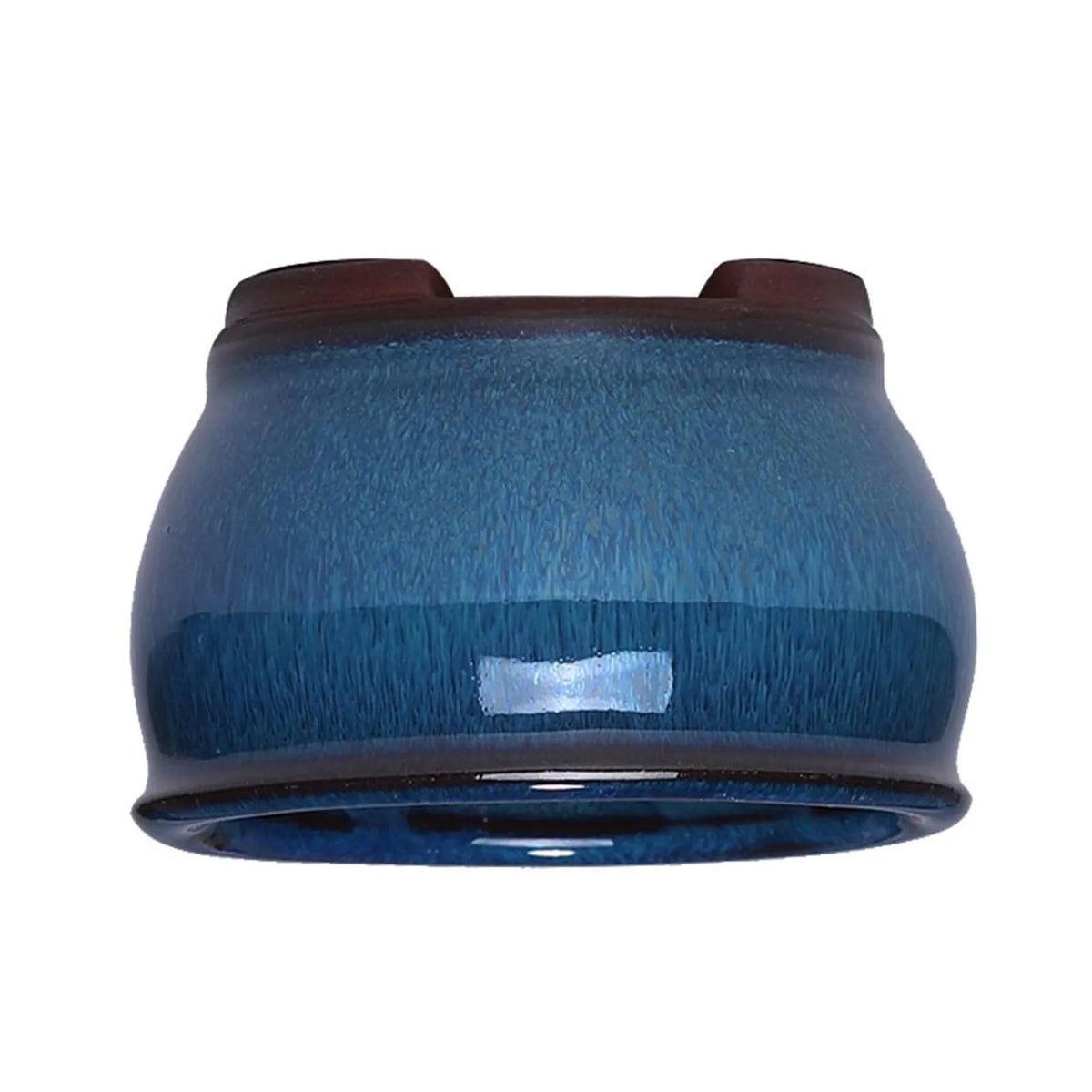 Ceramic Succulent Pot with Drainage Hole for Windowsill, Shelf & Patio | Round Ceramic Plant Pot | Indoor Outdoor Planter in Blue or Sky Blue