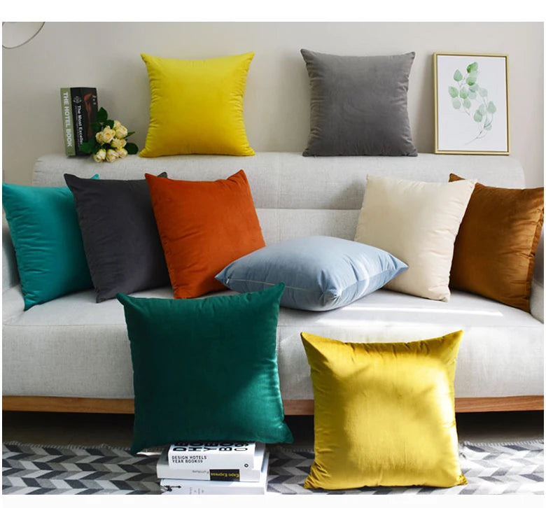 Dark Brown Velvet Throw Pillow Cover for Sofa & Bed | Super-Soft Cozy Bedroom Decor | Hidden Zipper | 4 Sizes from 30x50 to 50x50cm