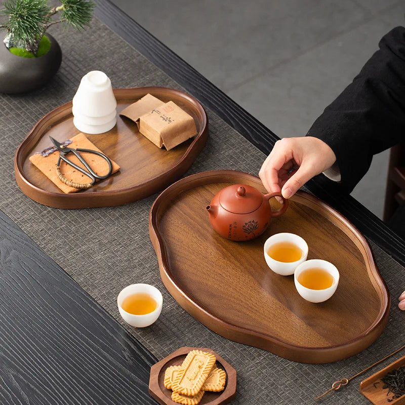 Wooden Serving Tray | Decorative Coffee Table Tray, Fruit Platter & Food Serving Board for Kitchen Dining and Home Decor, S or L