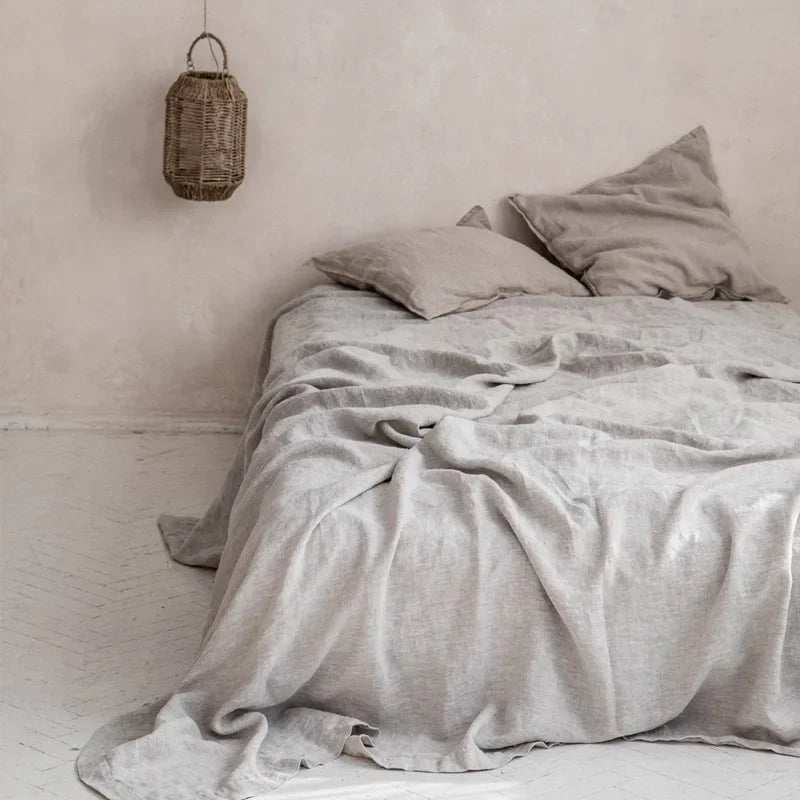 Stone Washed Linen Flat Sheet for Bed | 100% French Linen Bedding for Hot Sleepers | Breathable Neutral Bedroom Decor | 6 Sizes, 8 Colours