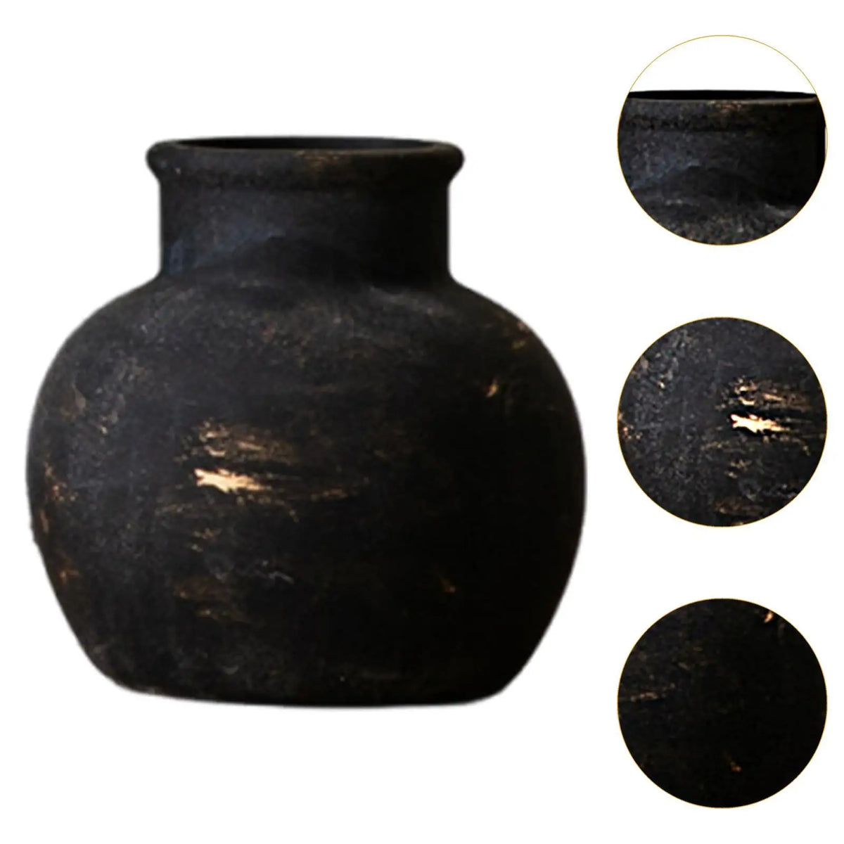 Rustic Ceramic Vase for Living Room, Mantel & Office | Wabi-Sabi Farmhouse Flower Vase | Textured Pottery Centrepiece in Black or Rust