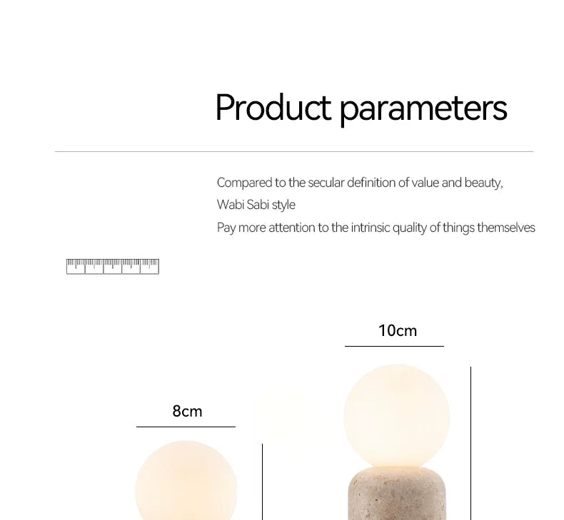 Travertine Table Lamp for Bedroom Bedside & Living Room | Natural Stone Wabi Sabi Design | Warm White Bulb Included | 20cm or 30cm
