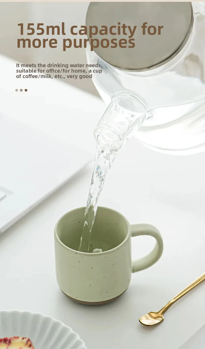 Speckled Ceramic Coffee Mug for Espresso, Cappuccino & Tea | 150ml Frosted Cup with Handle & Unglazed Base | Minimalist Tableware in 4 Colours
