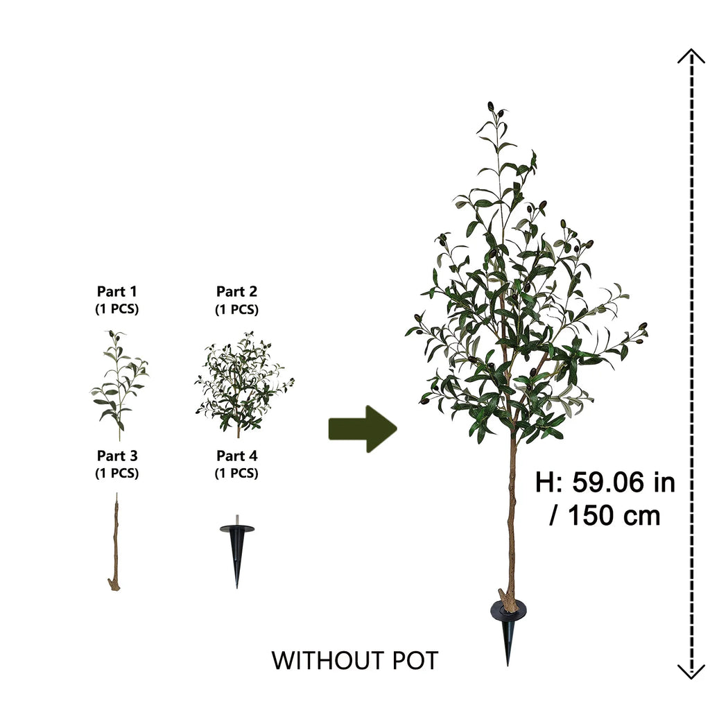 Artificial Olive Tree for Living Room, Balcony & Patio | 120–180cm Faux Indoor Outdoor Plant | Realistic Fake Tree for Home & Garden Decor