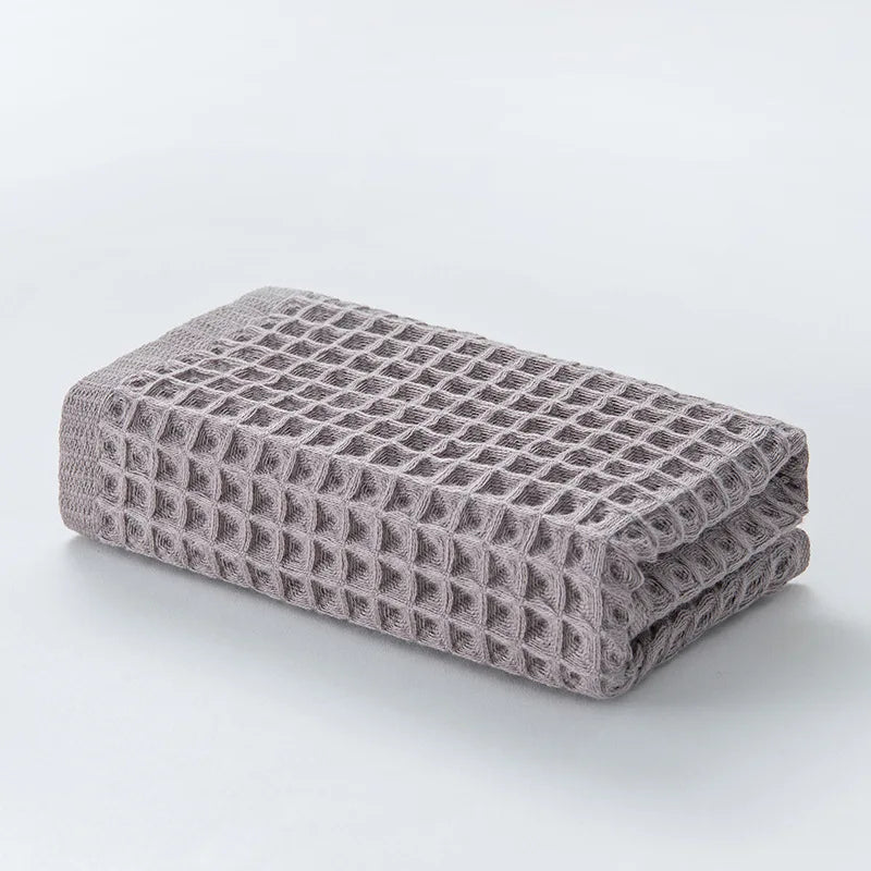 Waffle Weave Cotton Bath Towel for Bathroom & Spa | Quick Dry Absorbent Large Towel 70x140cm | Minimalist Bathroom Decor in 6 Colours