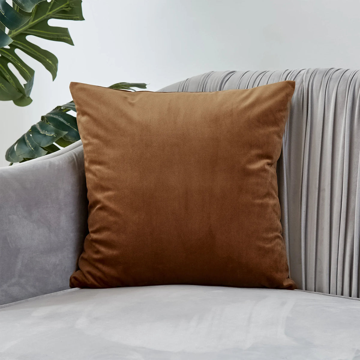 Dark Brown Velvet Throw Pillow Cover for Sofa & Bed | Super-Soft Cozy Bedroom Decor | Hidden Zipper | 4 Sizes from 30x50 to 50x50cm