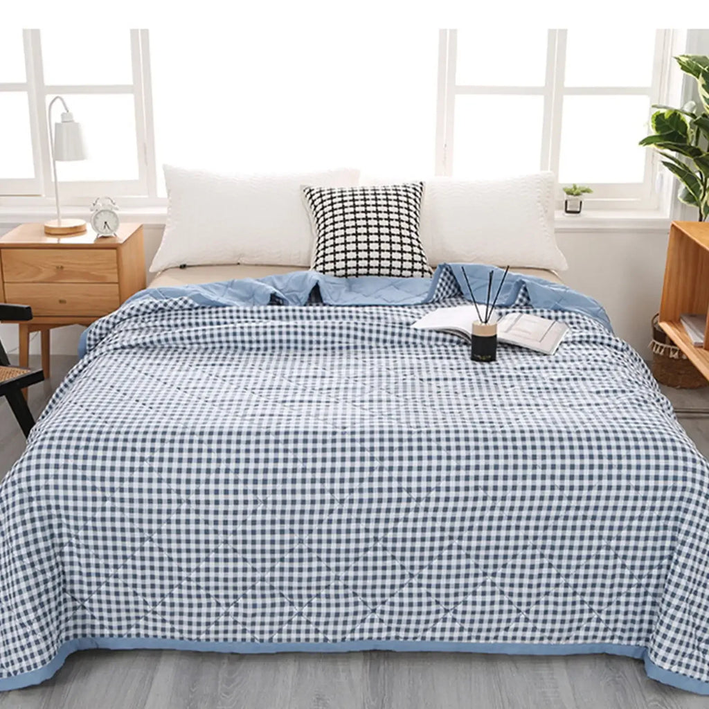 Lightweight Plaid Quilt for Bed & Sofa | Soft Washed Summer Comforter & Bedspread | Cozy Bedroom Decor in 5 Colours, 150x200 to 200x230cm