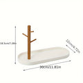 Entryway Key Tray with 3-Tier Wooden Hanging Rack | Key Bowl, Ring Holder & Jewellery Dish Organiser | Minimalist White or Black