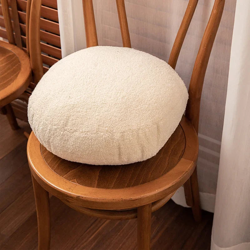 Round Teddy Faux Fur Cushion for Bedroom & Reading Nook | Cozy Bedroom Decor | Removable Washable Cover | With or Without Filling