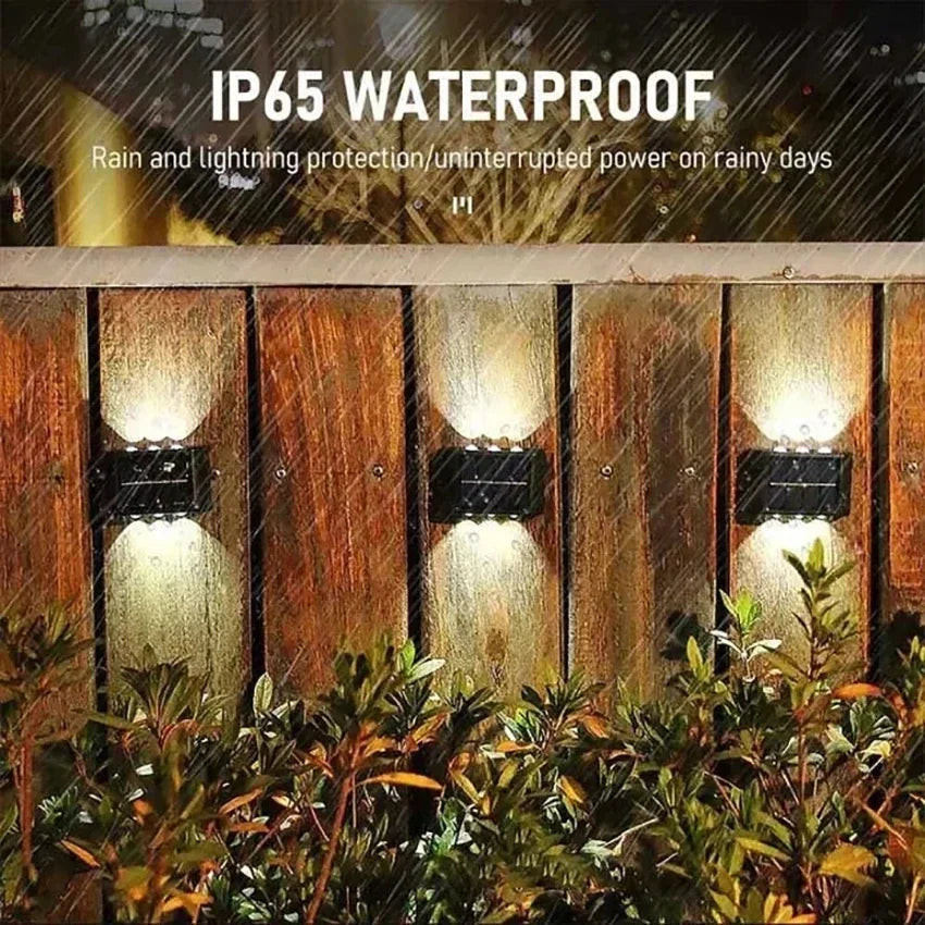 Solar Outdoor Wall Light | Waterproof Downward LED Garden Light for Courtyard, Balustrade, Fence & Patio Atmosphere Lighting, 2–12 LED