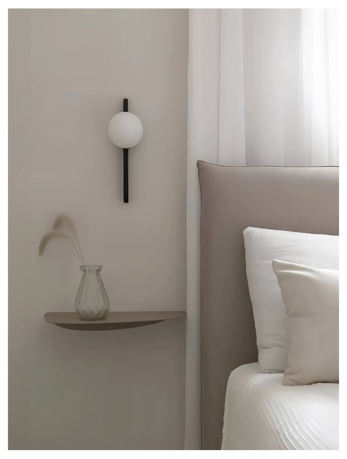 Glass Globe Wall Sconce for Living Room, Bedroom & Hallway | Wabi-Sabi Walnut Wood Wall Light | Moonlight Globe in 3 Finishes & 3 Colour Temperatures