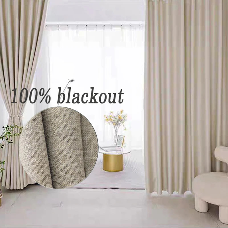 Linen Look Room Darkening Curtain for Bedroom & Living Room | Neutral Modern Window Drape | Sold Per Panel in Grey Coffee or Beige, 12 Sizes
