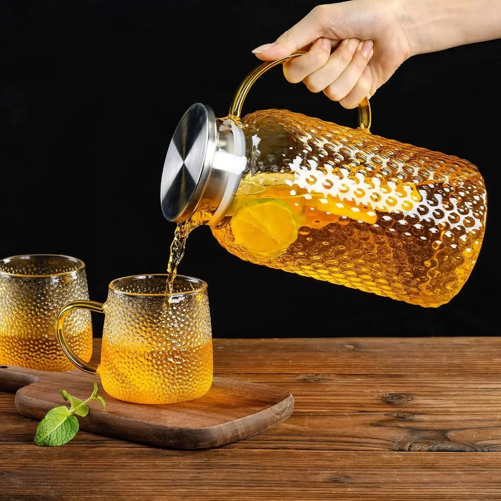 Borosilicate Glass Pitcher with Bamboo or Steel Lid | Heavy Duty Carafe for Hot & Cold Drinks, Iced Tea, Juice & Milk, 1L–1.9L