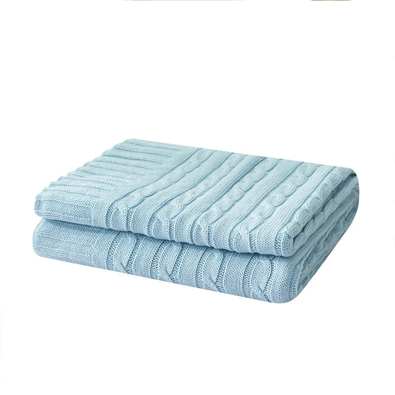 Cotton Cable Knit Throw Blanket for Bed & Sofa | Heavyweight Soft Knitted Blanket | Classic Cozy Bedroom Decor | 2 Sizes, 8 Colours